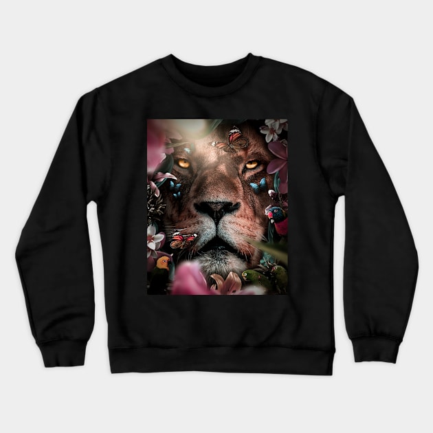 Hiding Lion Crewneck Sweatshirt by Dani-Moffet